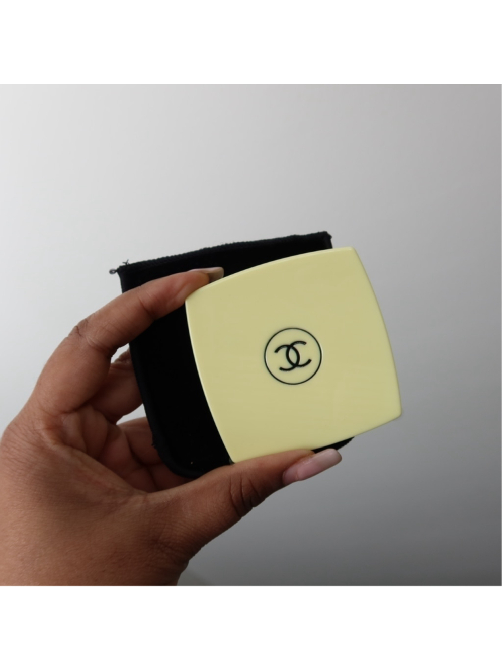 Chanel Double Mirror – Limited Edition Yellow with Velvet Pouch